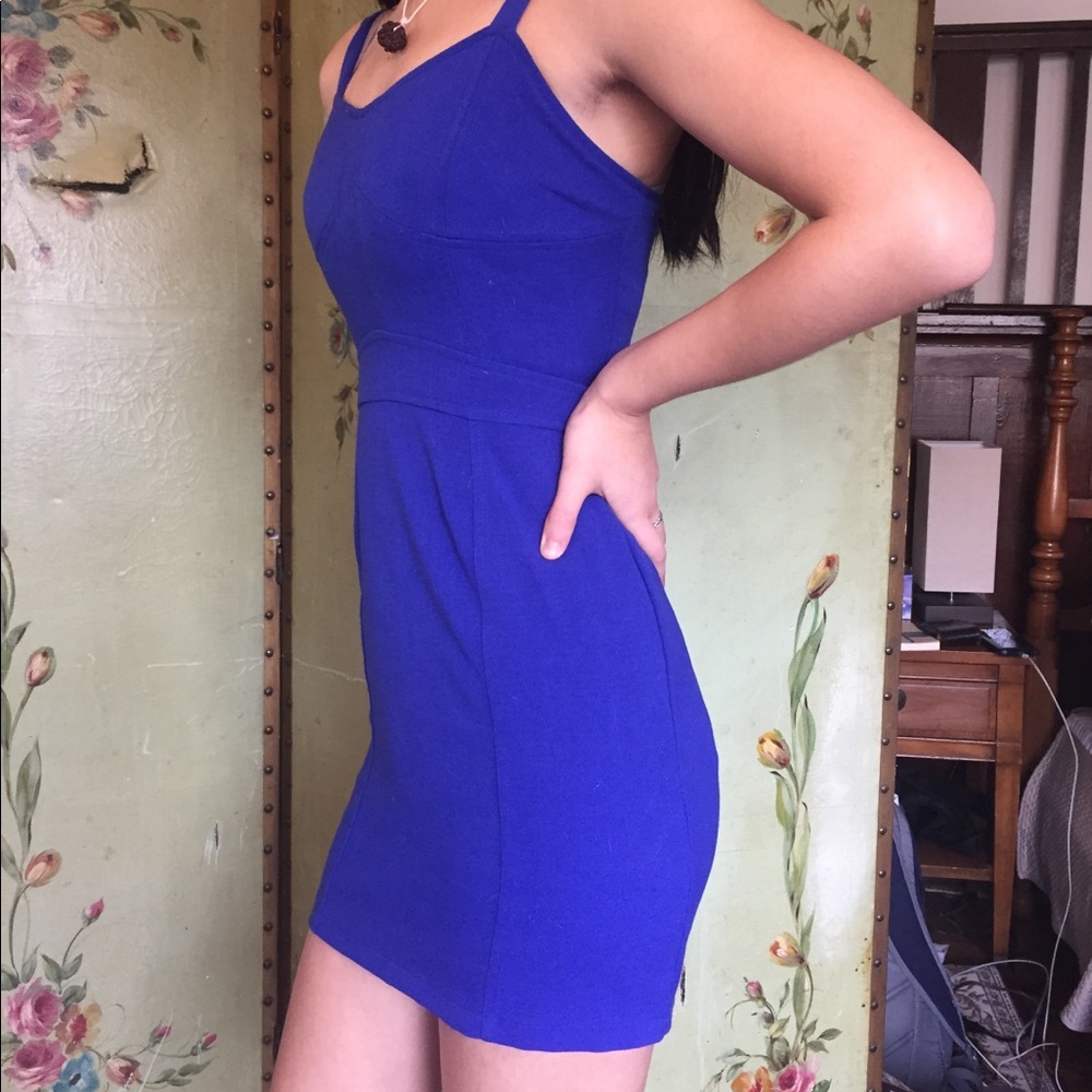 Vintage royal blue dress with cut outs on back!